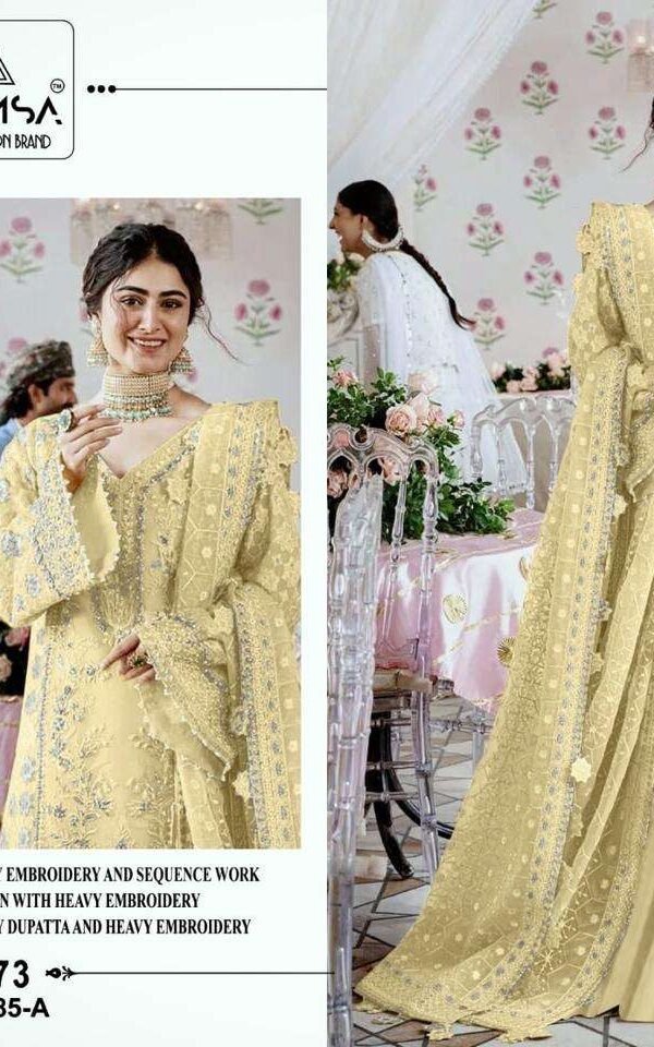 Light Yellow Colour Heavy Pure Fox Georgette Suits