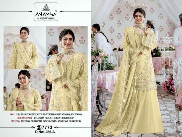 Light Yellow Colour Heavy Pure Fox Georgette Suits