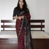 Maroon Colour Ajrakh Digital Print Muslin fabric Saree
