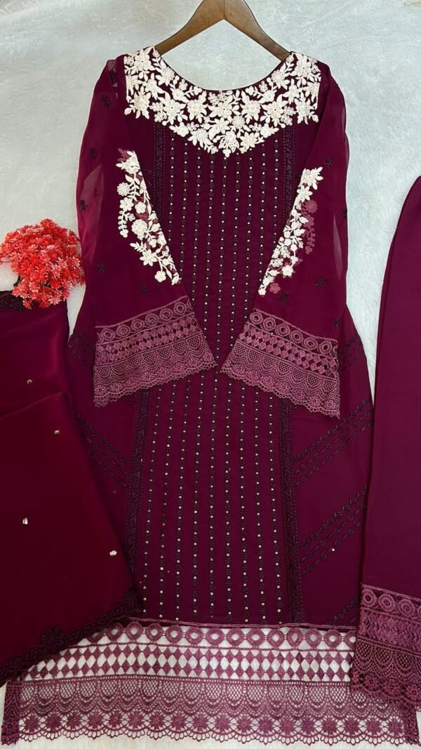 Maroon Colour GEORGETTE WITH SEQUENCE EMBROIDERY WORK Suit