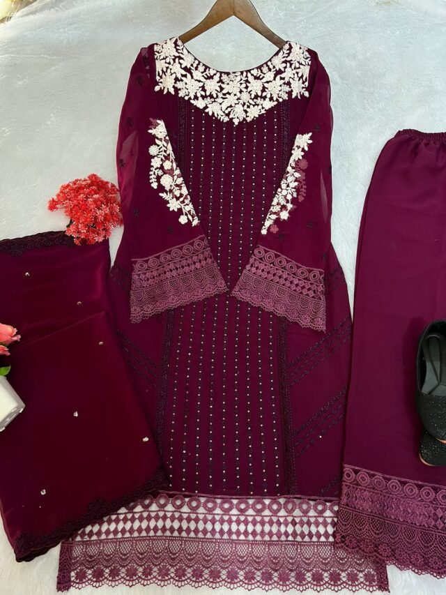 Maroon Colour GEORGETTE WITH SEQUENCE EMBROIDERY WORK Suit