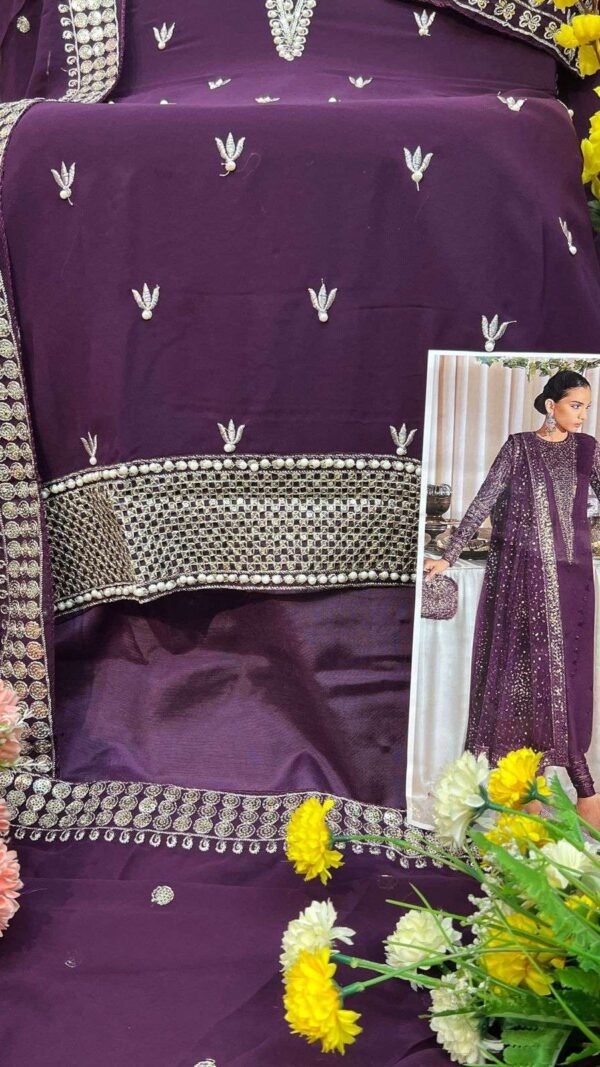 Maroon Colour Georgette With Heavy Embroidered Suits