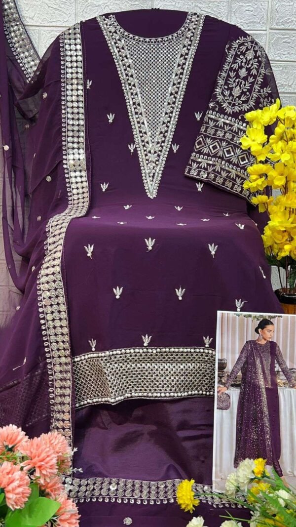 Maroon Colour Georgette With Heavy Embroidered Suits