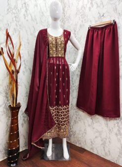 Maroon Colour New Party Wear Readymade Collection Suit