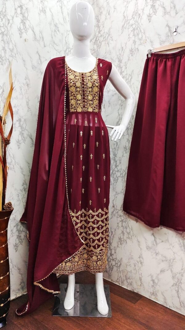 Maroon Colour New Party Wear Readymade Collection Suit