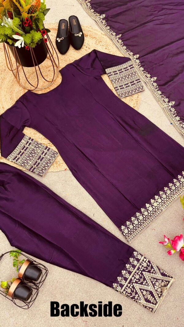 Maroon Colour Pure Chinnon Silk With Heavy Embroidery Suit