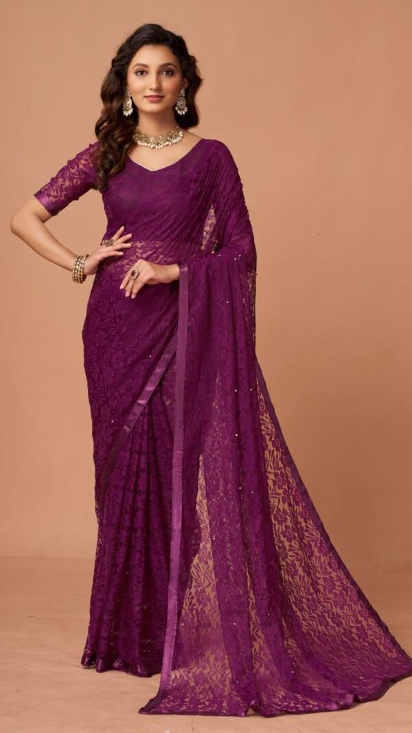 Maroon Colour SOFT NET SAREE