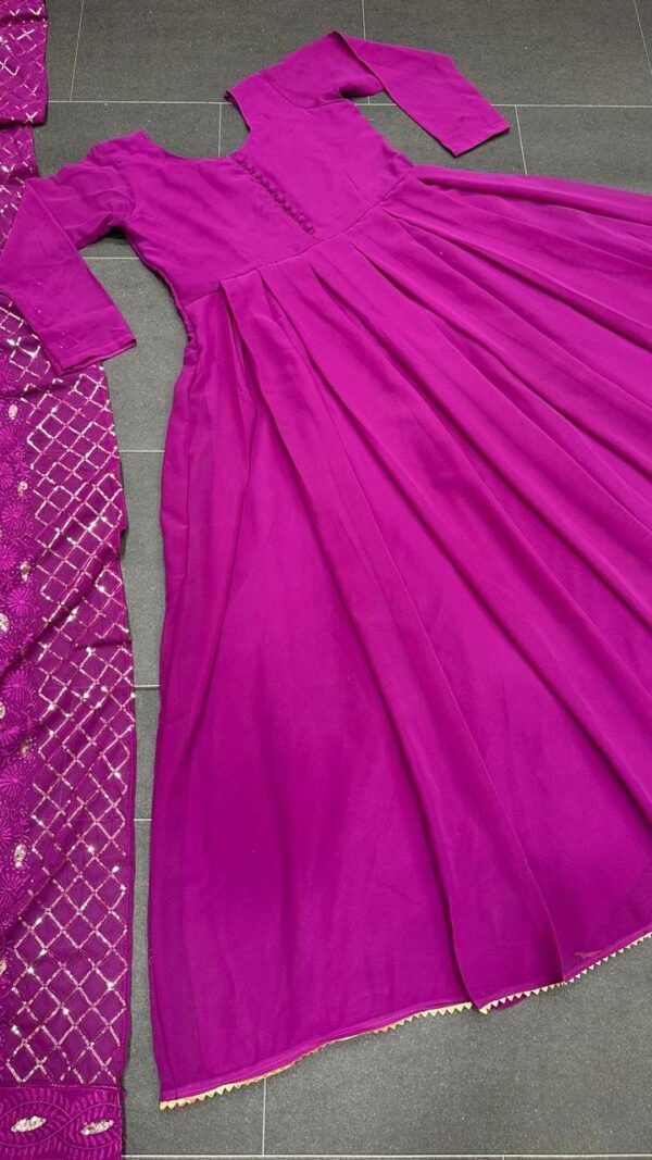 Megenta Colour Gorgette Embroidery with Sequnce Dresses
