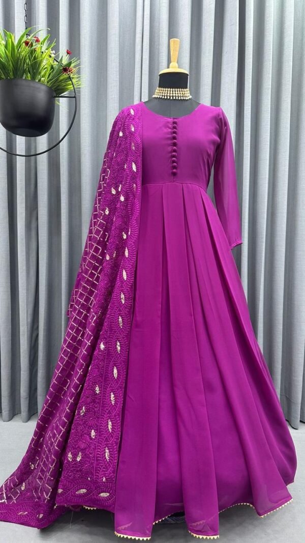 Megenta Colour Gorgette Embroidery with Sequnce Dresses