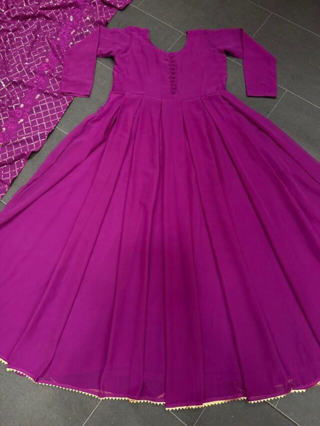 Megenta Colour Gorgette Embroidery with Sequnce Dresses