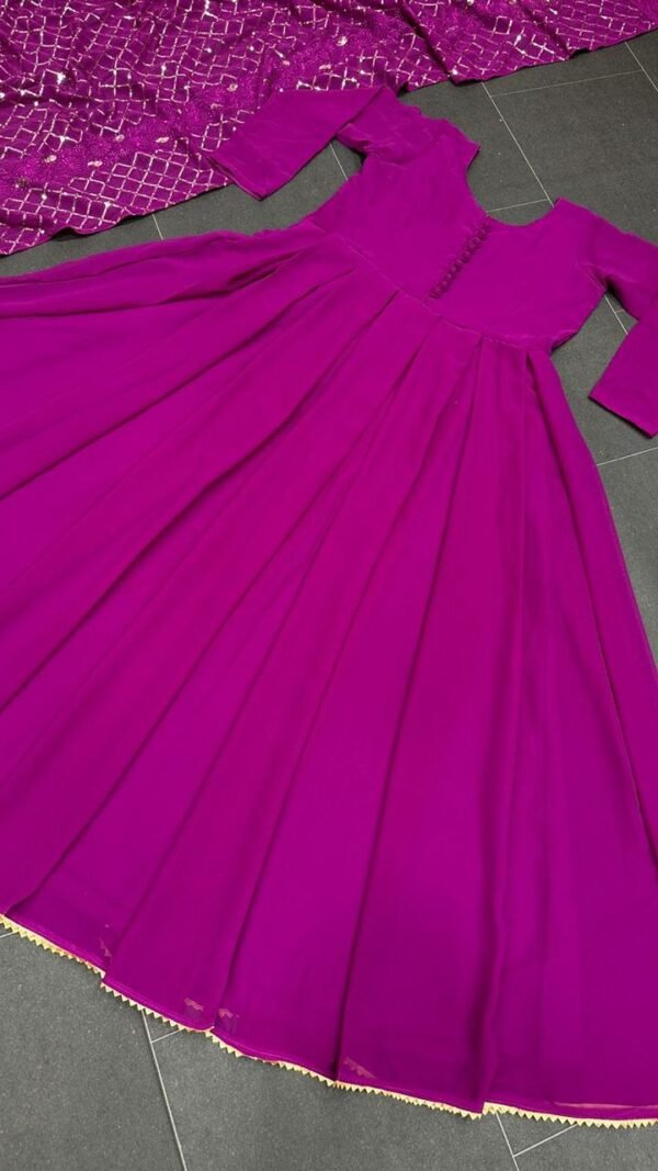 Megenta Colour Gorgette Embroidery with Sequnce Dresses