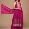 Megenta Colour Heavy Georgett With Sequence Embroidery Work Suit
