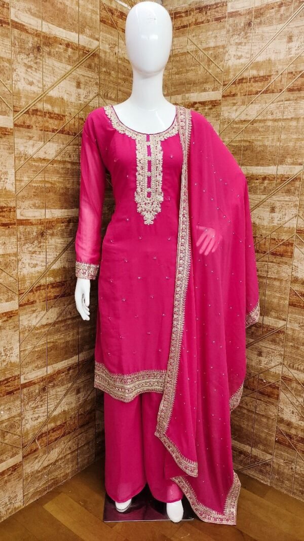 Megenta Colour Heavy Georgett With Sequence Suits