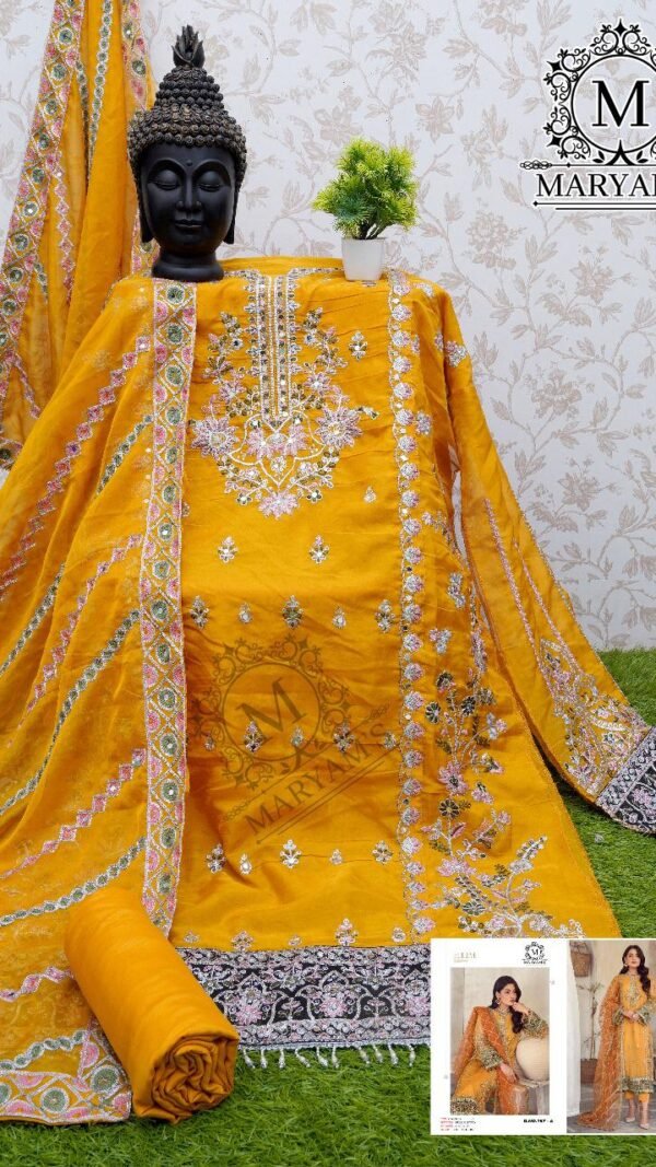 Orange Colour Heavy Soft Organza Suits