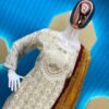 Orange White Colour FAUX GEORGETTE Suit