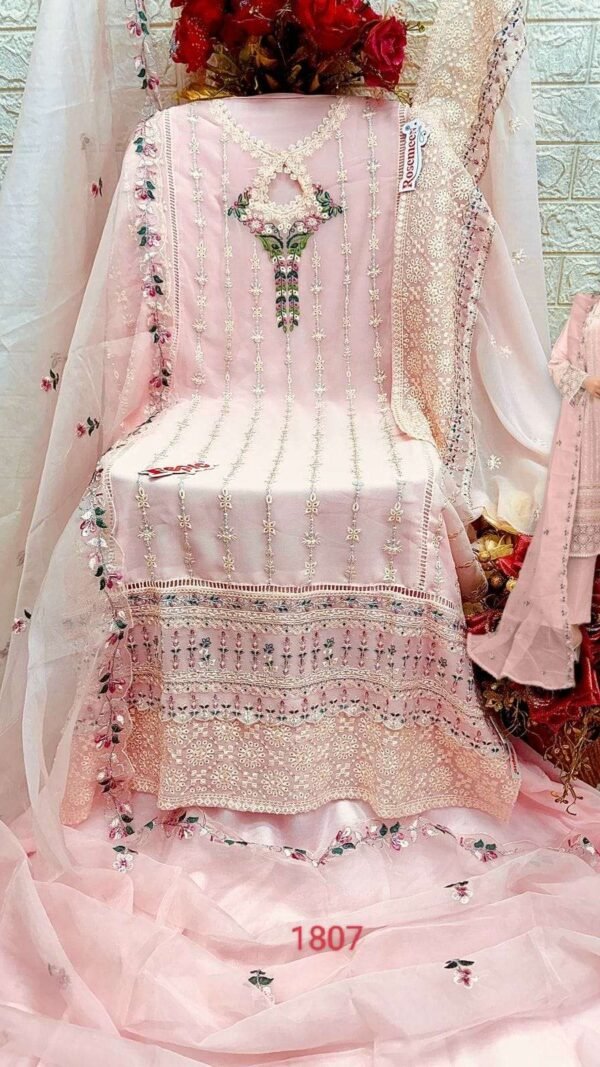 Pink Colour Georgette Embroidered Suits