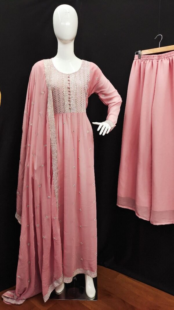 Pink Colour Georgette With Sequence Embroidery Work Suits