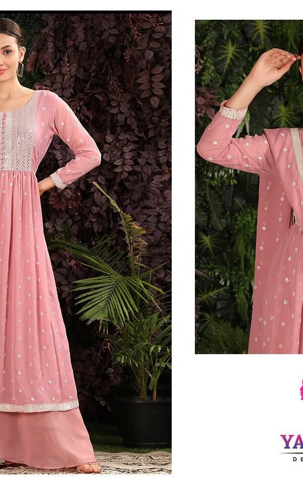 Pink Colour Georgette With Sequence Embroidery Work Suits