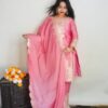 Pink Colour Pure Chinnon With Heavy Embroidery Suit