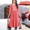 Pink Colour Two tone Slub Gold print Kurtis