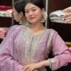 Pink Light Colour Chinon Silk Party Top Pent & Dupatta