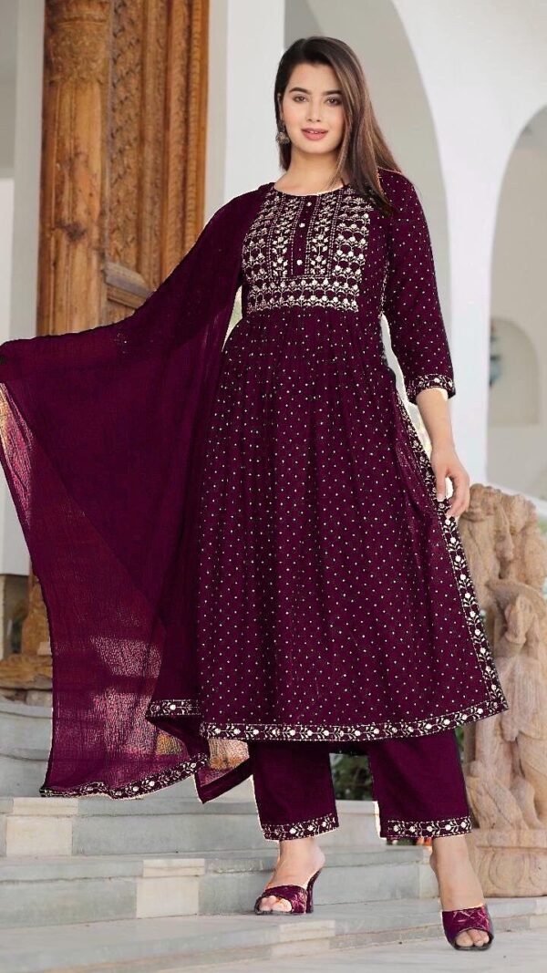 Purple Colour New Reyon beautiful suit