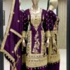 Purple Colour Pure Chinnon Silk With Heavy Embroidery Suit