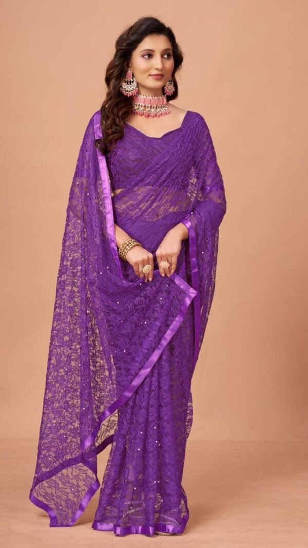 Purple Colour SOFT NET SAREE