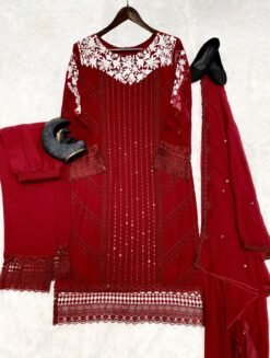 Red Colour GEORGETTE WITH SEQUENCE EMBROIDERY WORK Suit