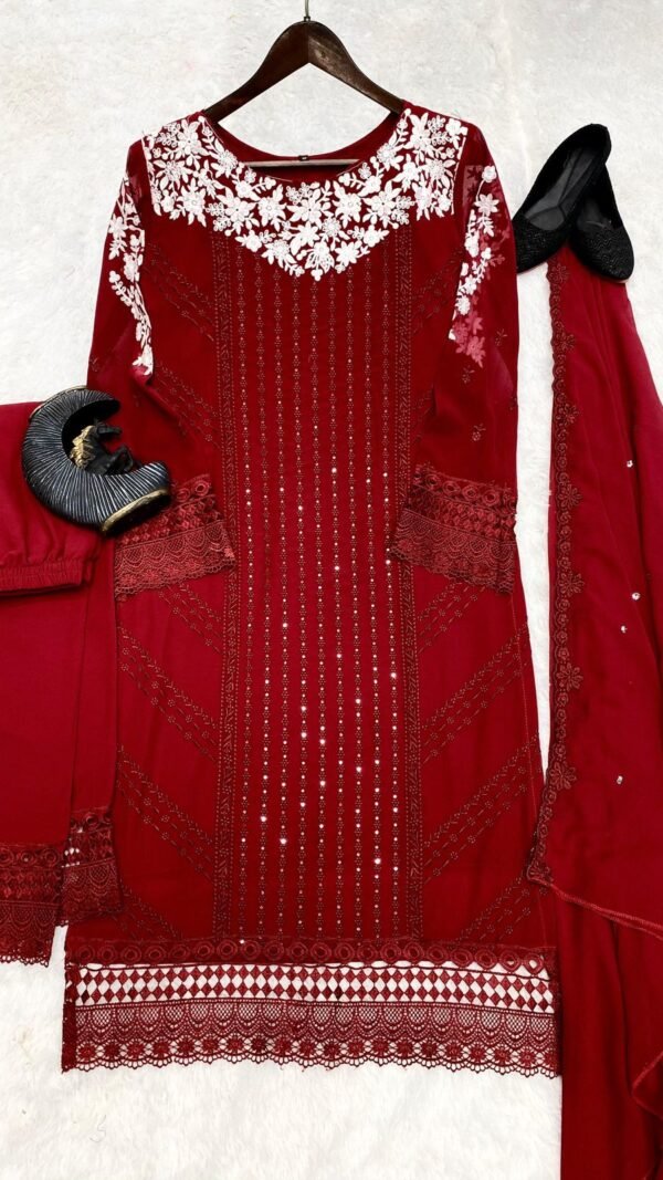 Red Colour GEORGETTE WITH SEQUENCE EMBROIDERY WORK Suit