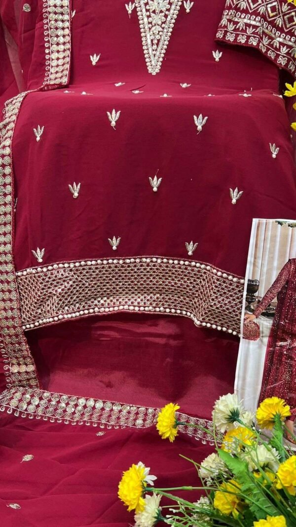 Red Colour Georgette With Heavy Embroidered Suits