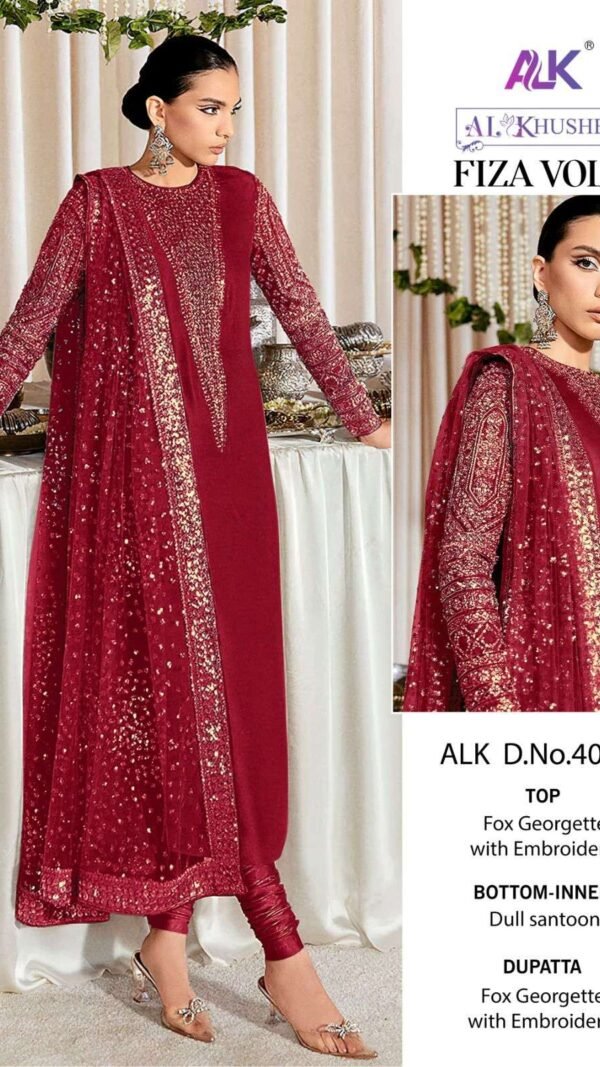Red Colour Georgette With Heavy Embroidered Suits