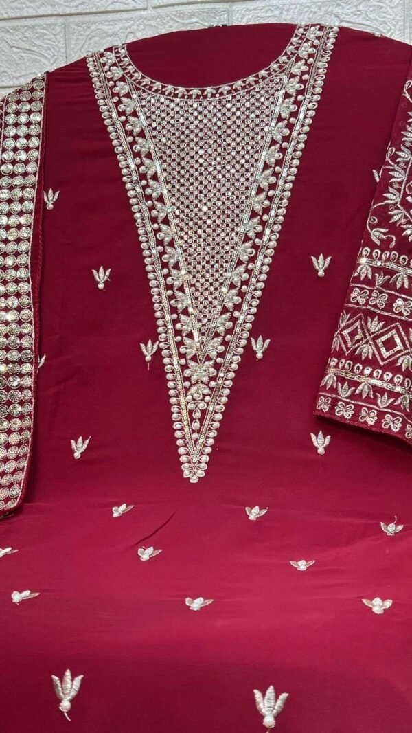Red Colour Georgette With Heavy Embroidered Suits