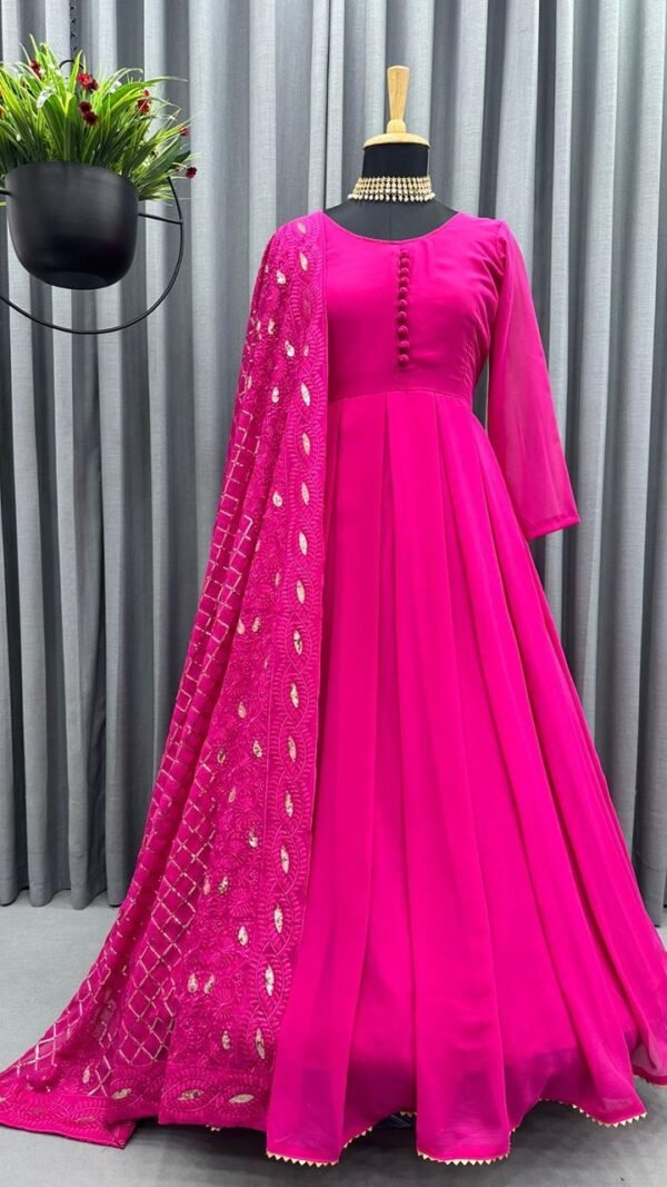 Red Colour Gorgette Embroidery with Sequnce Dresses