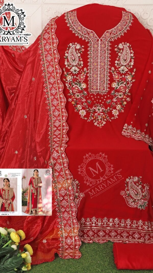 Red Colour Heavy Faux Georgette With Embroidery Work Suit