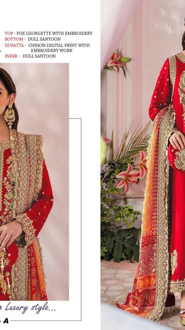 Red Colour Heavy Faux Georgette With Embroidery Work Suit