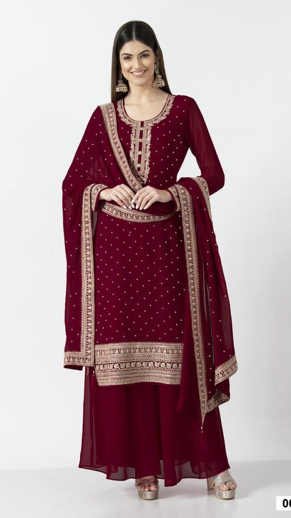 Red Colour Heavy Georgett With Sequence Suits