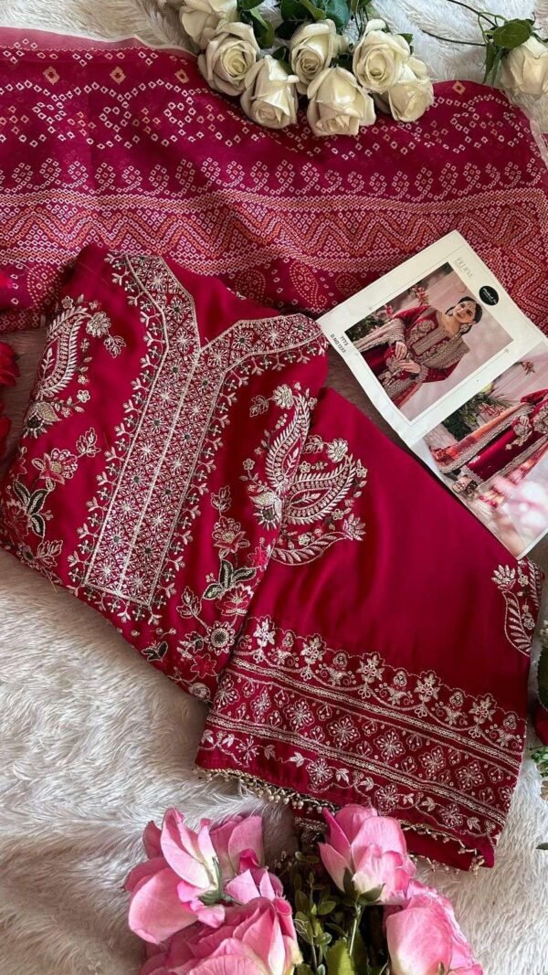 Red Colour Jorjet With Havy Embroidery Work Suits