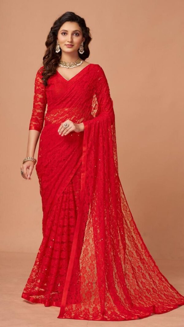 Red Colour SOFT NET SAREE