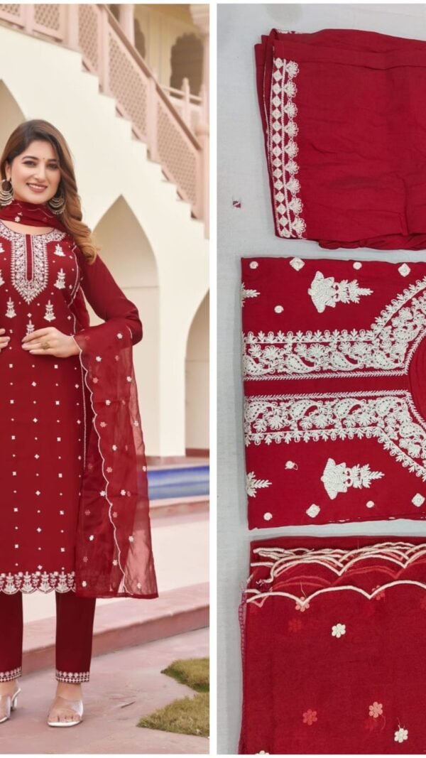 Red Colour Viscos Roman Silk