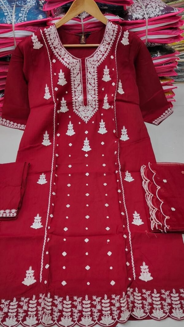 Red Colour Viscos Roman Silk