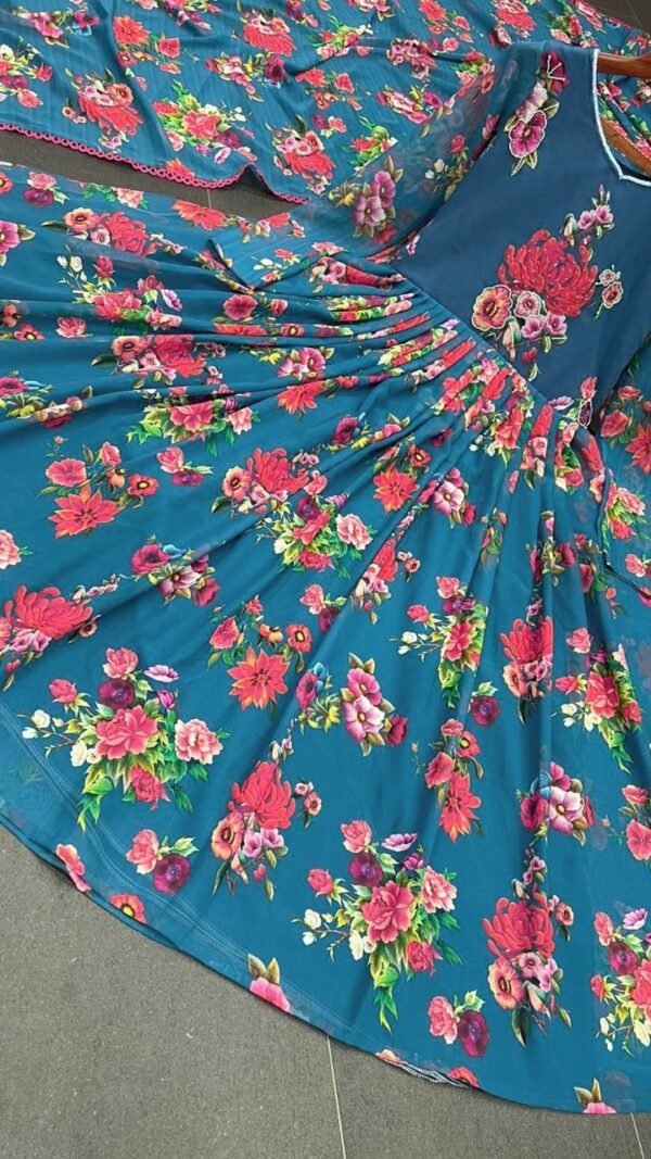 Sky Blue Colour Fox Gorgette Dresses