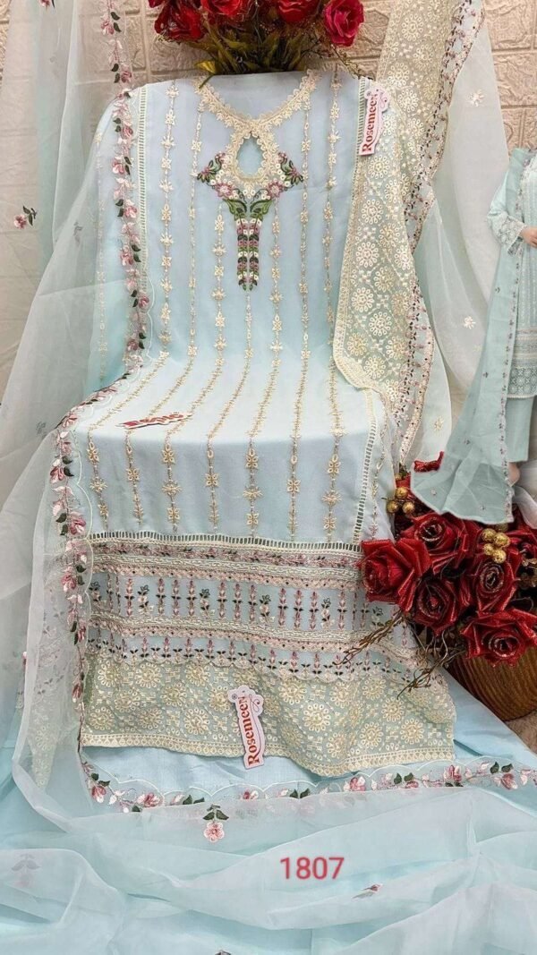 Sky Blue Colour Georgette Embroidered Suits