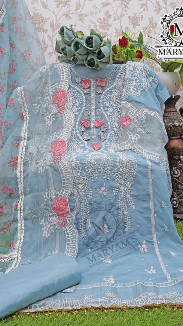 Sky Blue Colour Heavy Fox Georgette With Embroidery Suits