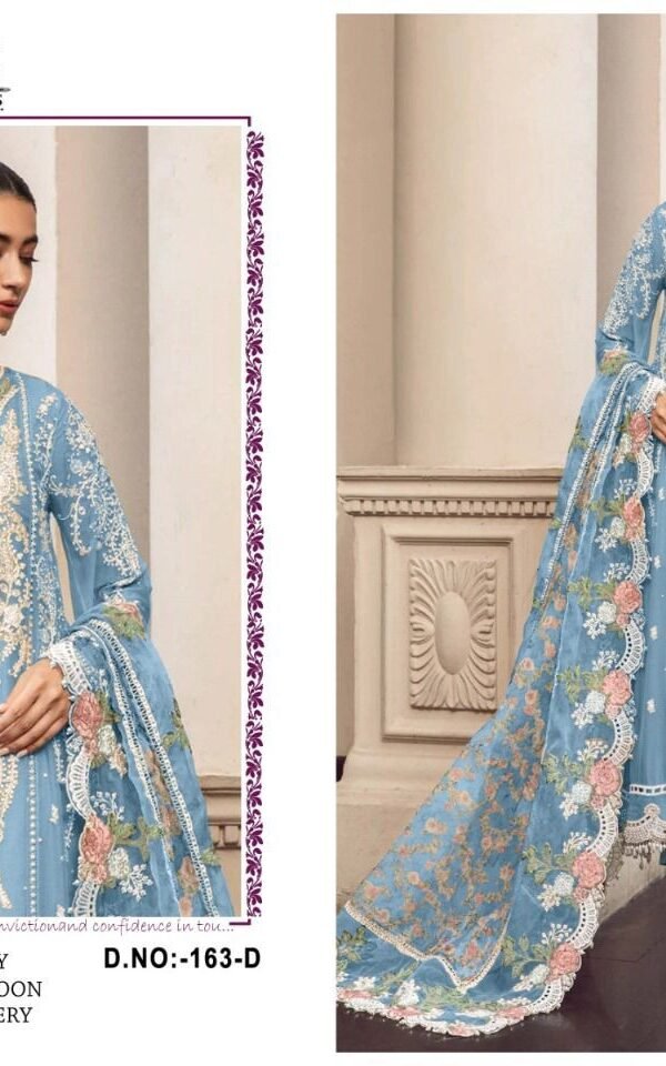 Sky Blue Colour Heavy Fox Georgette With Embroidery Suits