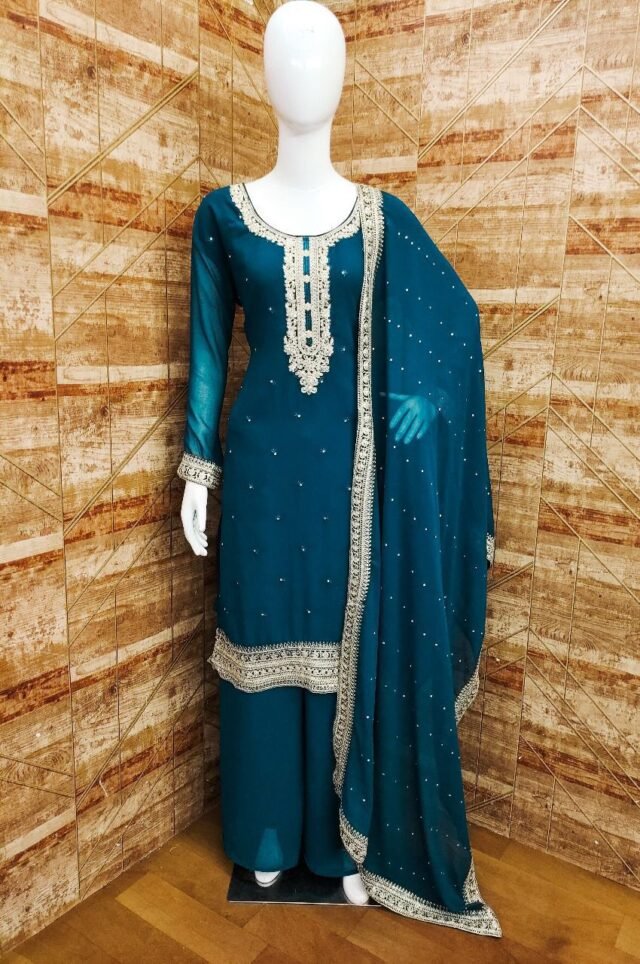 Sky Blue Colour Heavy Georgett With Sequence Suits