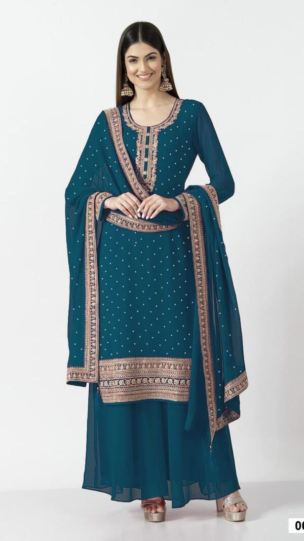 Sky Blue Colour Heavy Georgett With Sequence Suits