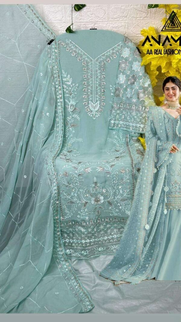 Sky Blue Colour Heavy Pure Fox Georgette Suits