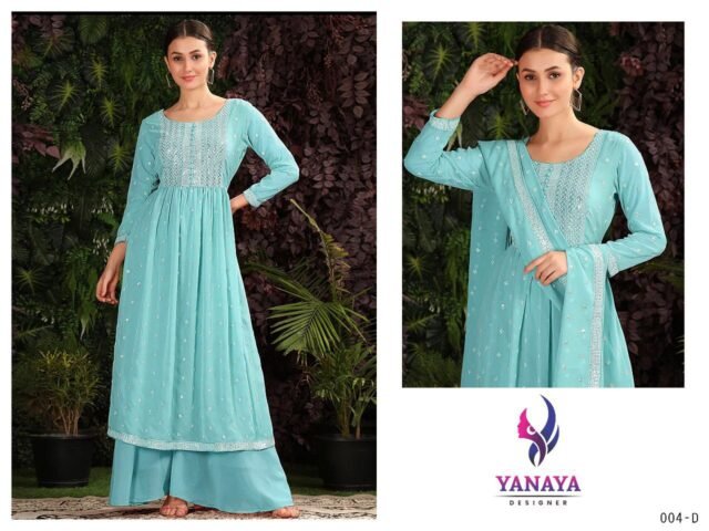 Skyblue Colour Heavy Georgett With Sequence Embroidery Work Suits