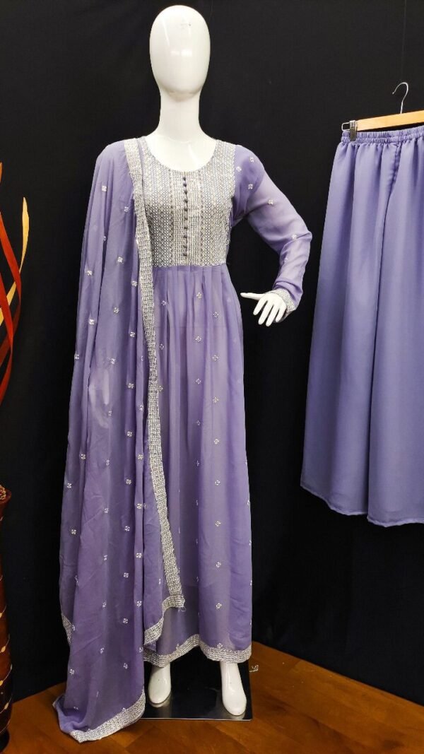 Violet Colour Georgette With Sequence Embroidery Work Suits